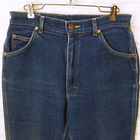 Vintage 80s Lee USA-Made Denim Mom Jeans 14-Petite 30x30 Hi-Rise 5-Pocket Dark - Picture 4 of 11